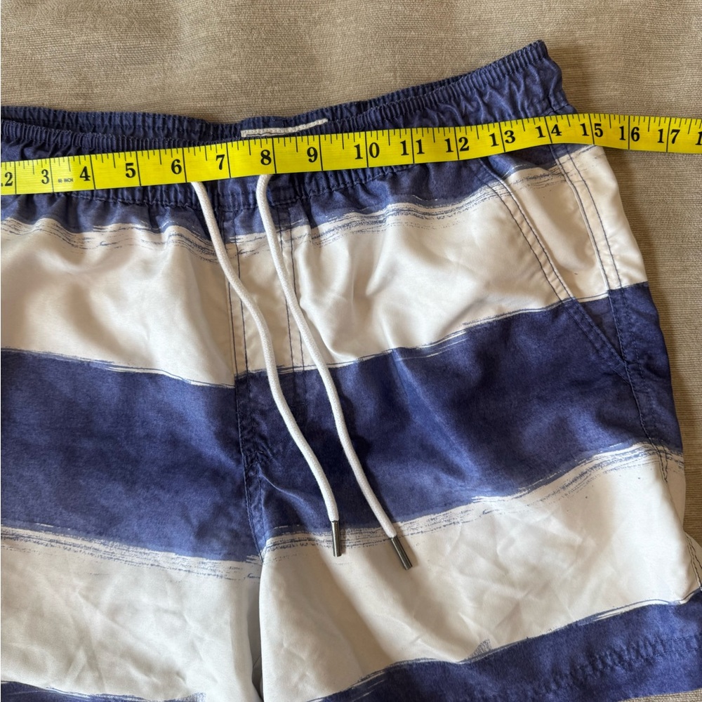 American Eagle men’s small blue and white striped swim trunks board shorts - Picture 9 of 11